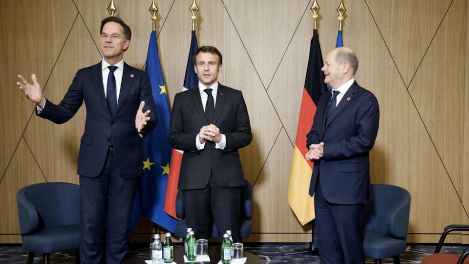 Rutte, Macron, Scholz, EU-top 2022 Rutte, Macron, Scholz, EU-top 2022