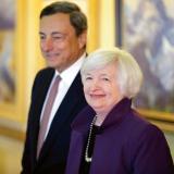 ECB-president Mario Draghi en Fed-voorzitter Janet Yellen