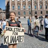 Greta Thunberg, protest voor parlement Stockholm