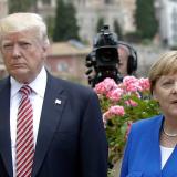 Donald Trump en Angela Merkel